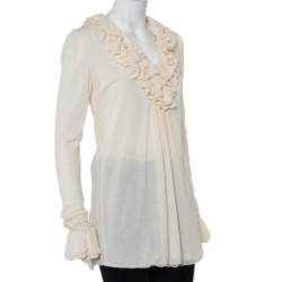 NEW, Ralph Lauren Sport Pima Cotton Ruffle Neck Long Sleeve Blouse - Picture 7 of 16